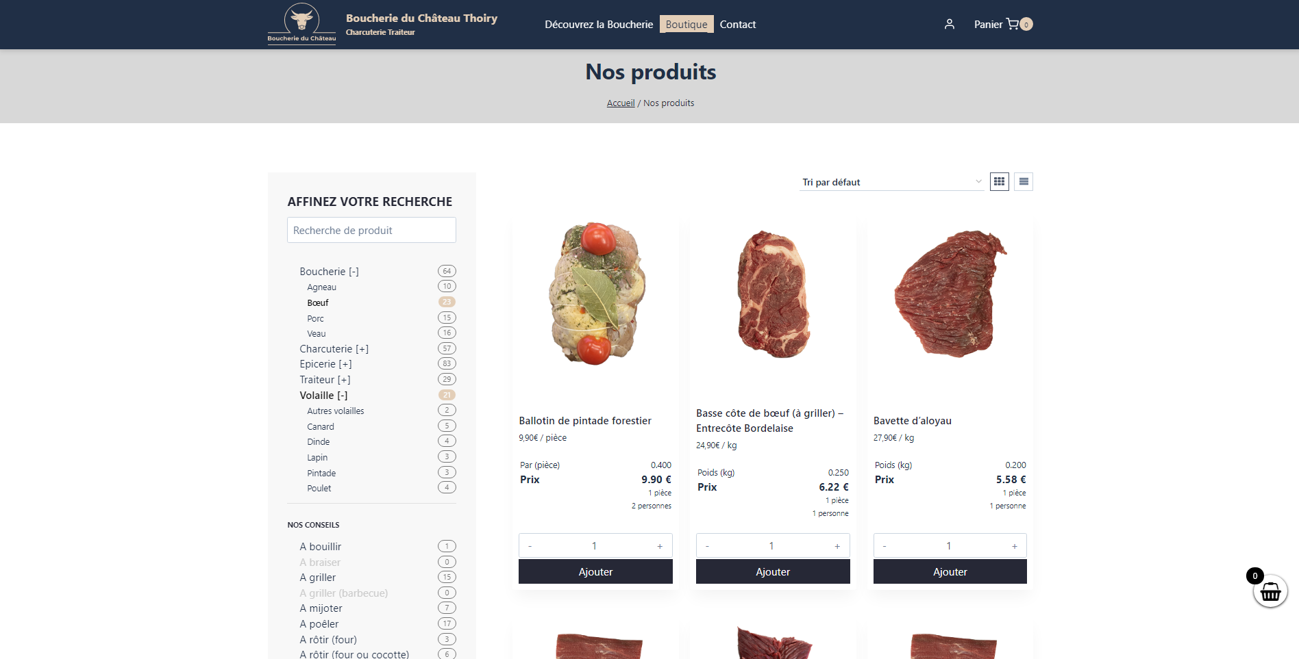 Site e-commerce - Boucherie