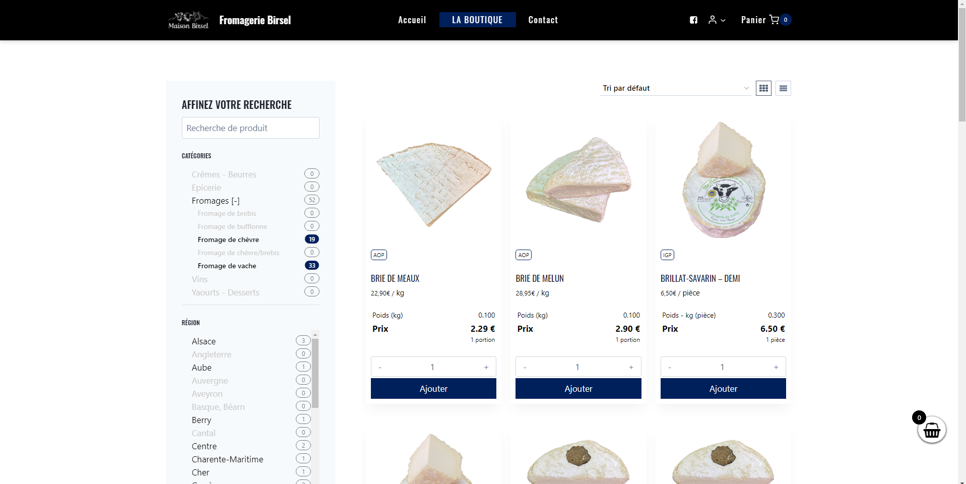 Site e-commerce - Fromagerie